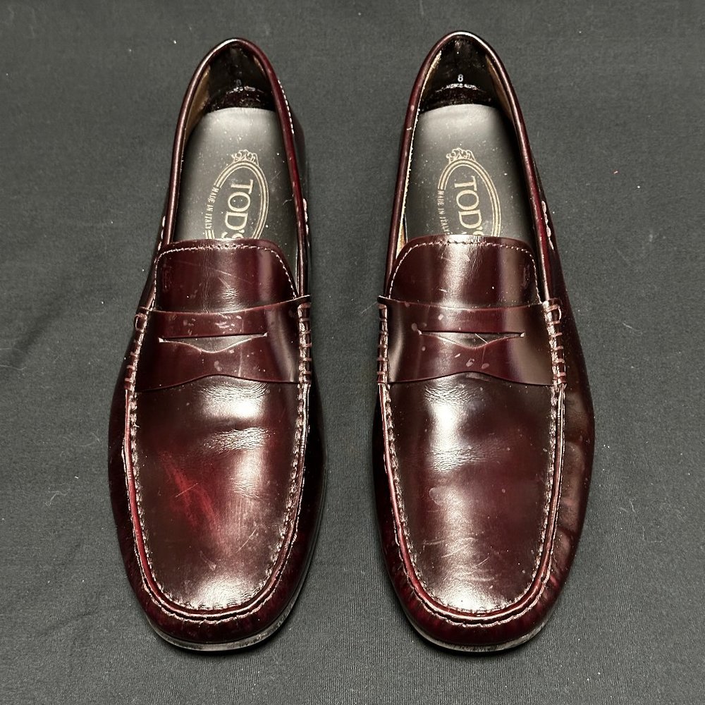 Tod's Burgundy Leather Penny Loafer - size 8